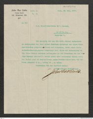 Nachlass Franz Steindachner, Brief von Links John Mac an das k.k. naturhistorische Hofmuseum (25.05.1907), Inv.Nr. 321.04, Seite 1